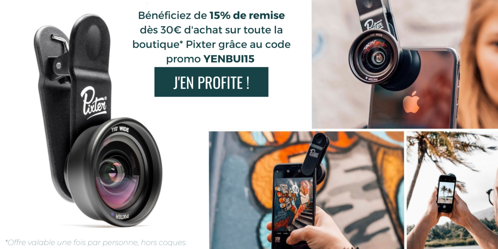 Bénéficiez de 15% de remise sur toute la boutique Pixter grâce au code promo YENBUI15